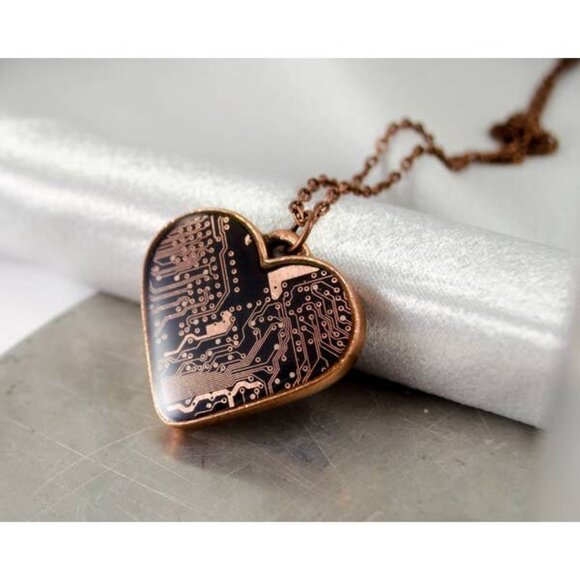 Jewelry - Copper Heart Circuit Board Necklace